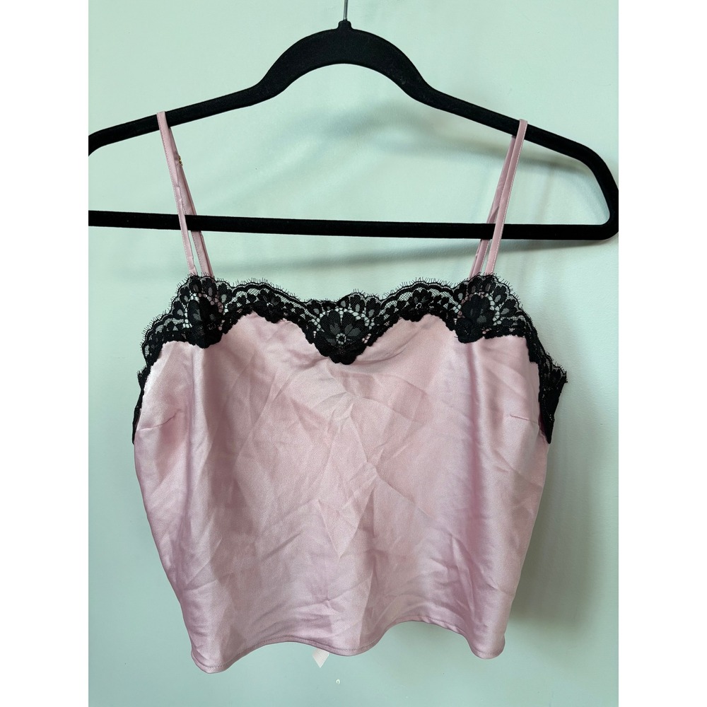 Victorias Secret Pink Satin Lace Trim Cami and Midi Skirt Set Small S/P NEW